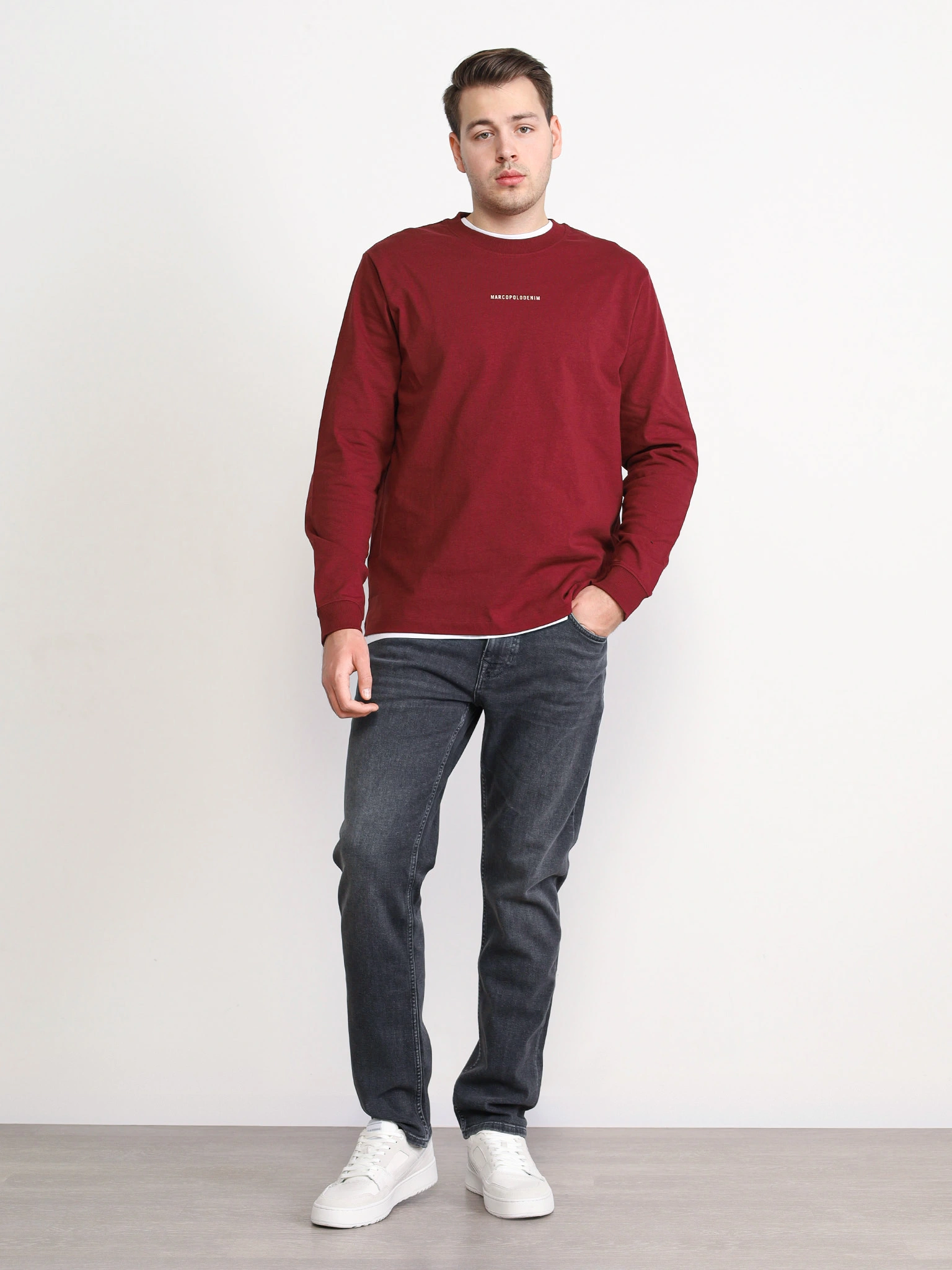 Лонгслив бордового цвета из хлопка 